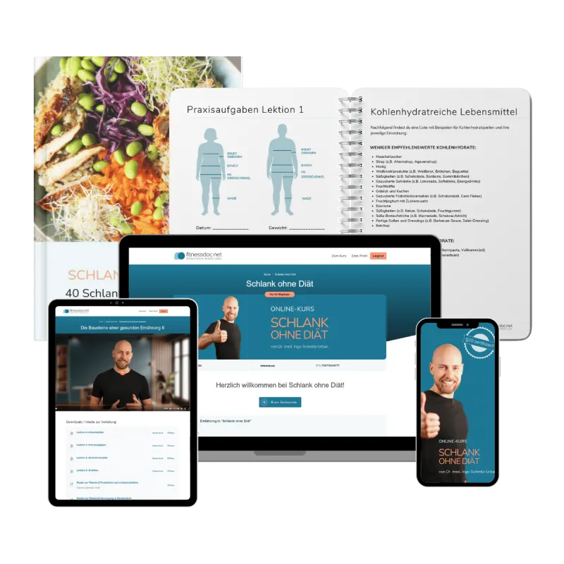 Produktmockup des Online-Kurses „Schlank ohne Diät
