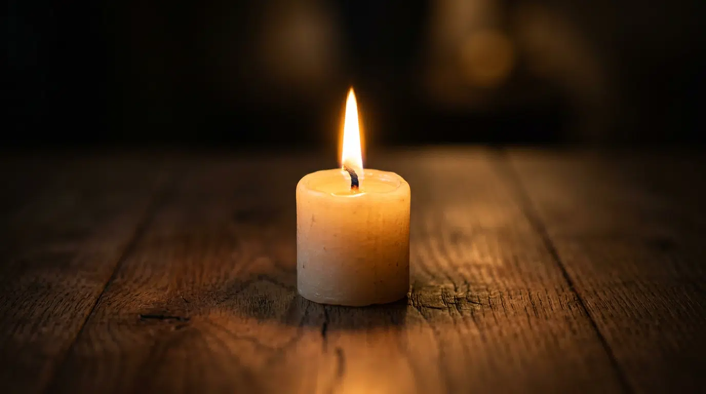 Kleine Flamme einer Kerze in warmem Licht – symbolisiert das Pitta-Dosha